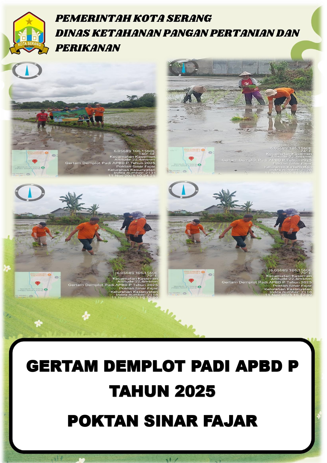 GERTAM DEMPLOT PADI APBD PERUBAHAN TAHUN 2025 POKTAN SINAR FAJAR KELURAHAN KASUNYATAN