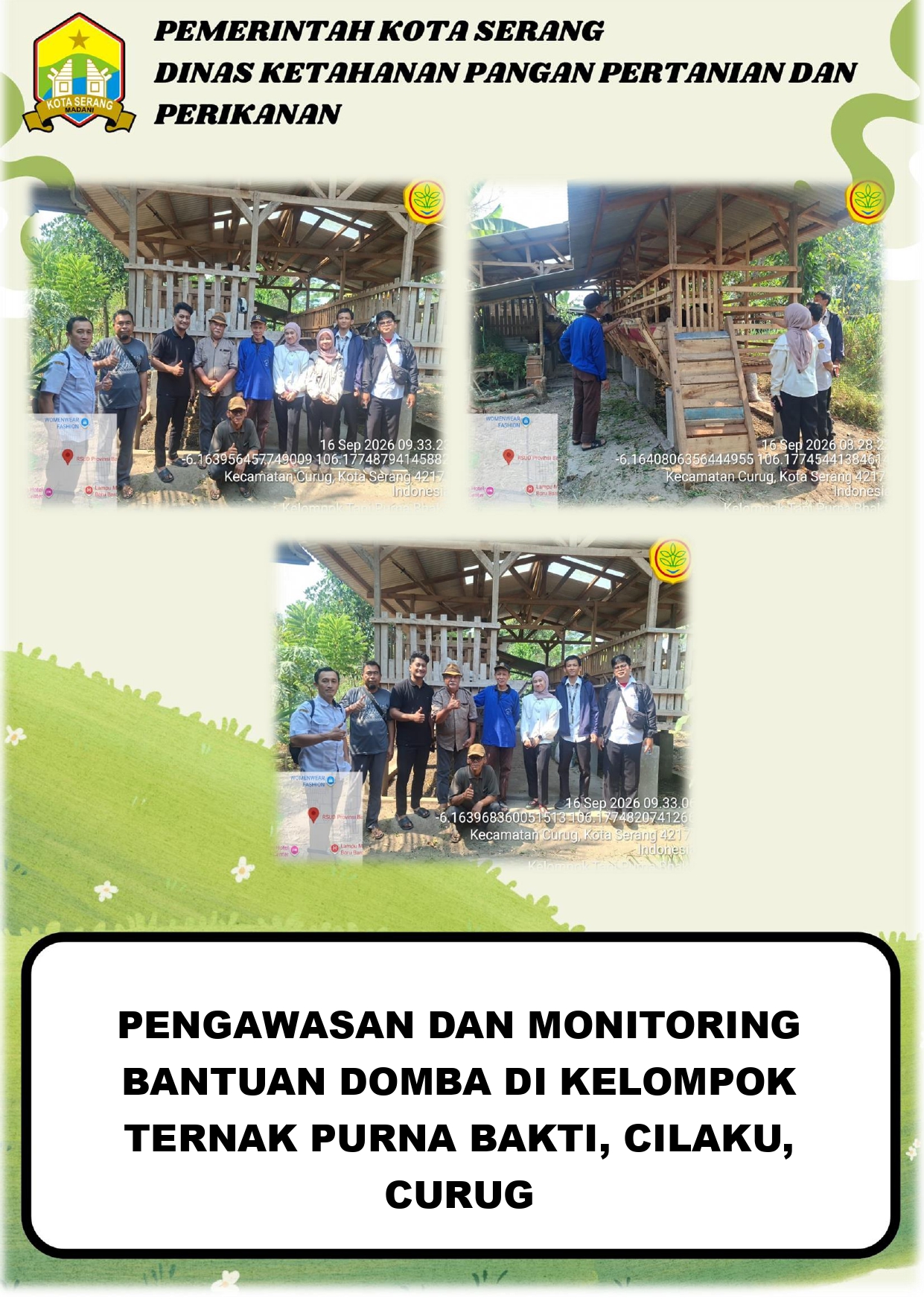 Pengawasan dan Monitoring Bantuan Domba di Kelompok Ternak Purna Bakti, Cilaku, Curug
