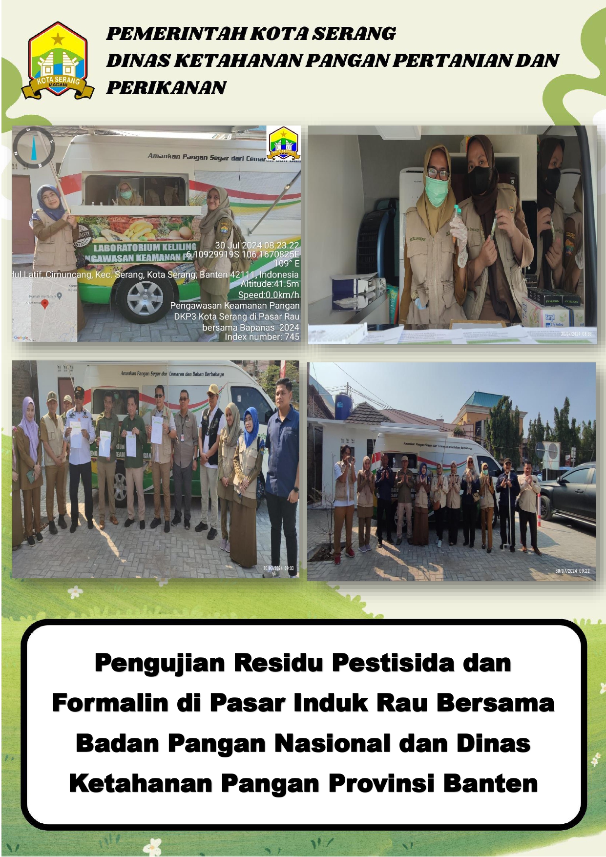 Pengujian Residu Pestisida dan Formalin di Pasar Induk Rau Bersama Badan Pangan Nasional dan Dinas Ketahanan Pangan Provinsi Banten