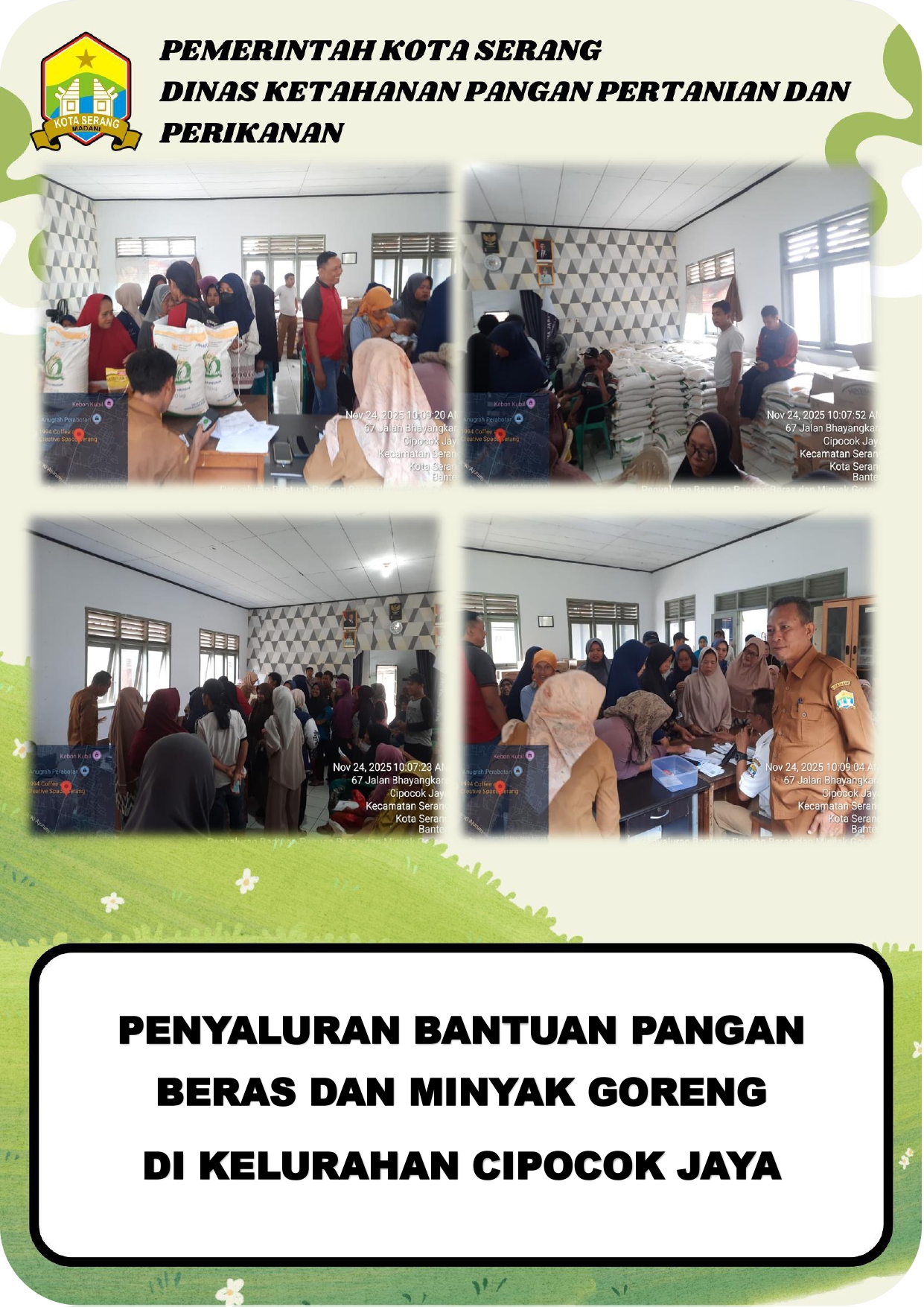 Penyaluran Bantuan Pangan Beras dan Minyak Goreng Okt–Nov 2025 di Kelurahan Cipocok Jaya