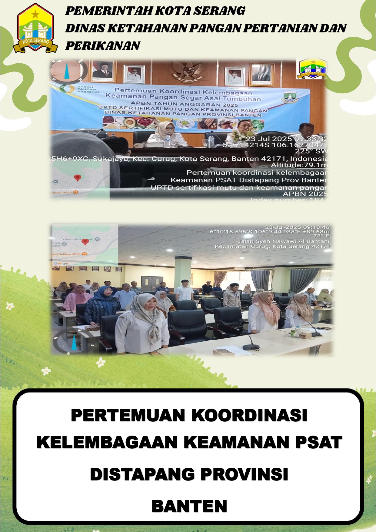 Pertemuan Koordinasi Kelembagaan Keamanan Pangan Segar Asal Tumbuhan (PSAT) Distapang Provinsi Banten